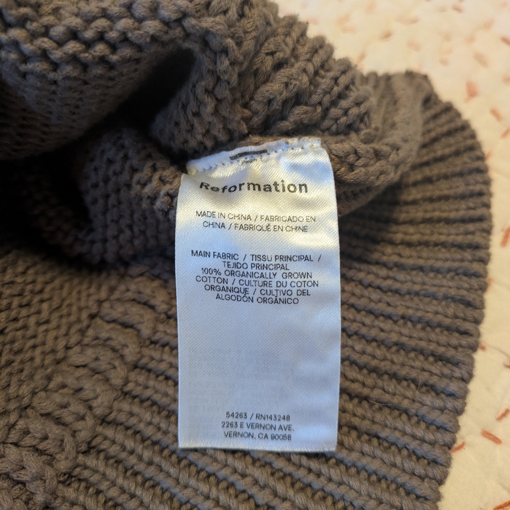 Reformation Olive Brown V-Neck Knit Sweater Vest - Picture 6 of 7